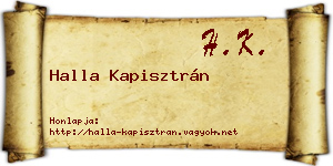 Halla Kapisztrán névjegykártya